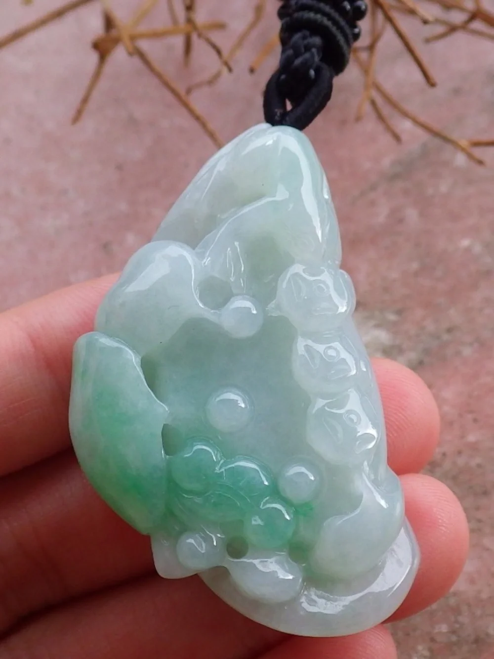Certified Natural Burma Grade A Jade jadeite Frog Toad Lotus Pendant Necklace